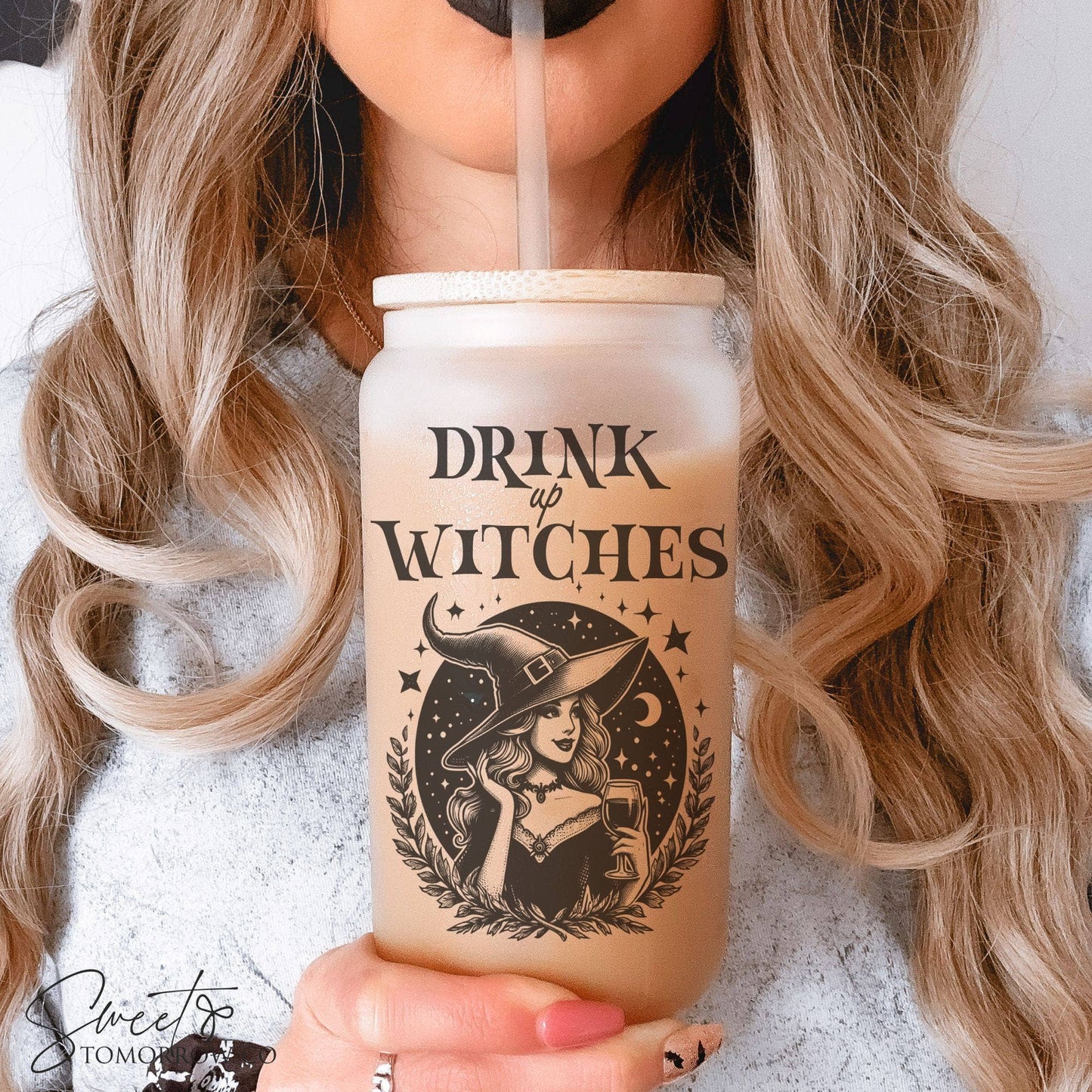 Drink Up Witches Glass Tumbler Halloween Witchy Glass Cup