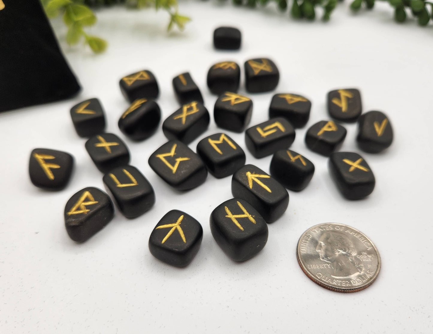 Shungite Gemstone Rune Set