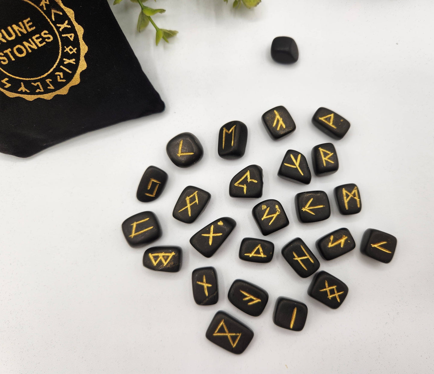 Shungite Gemstone Rune Set