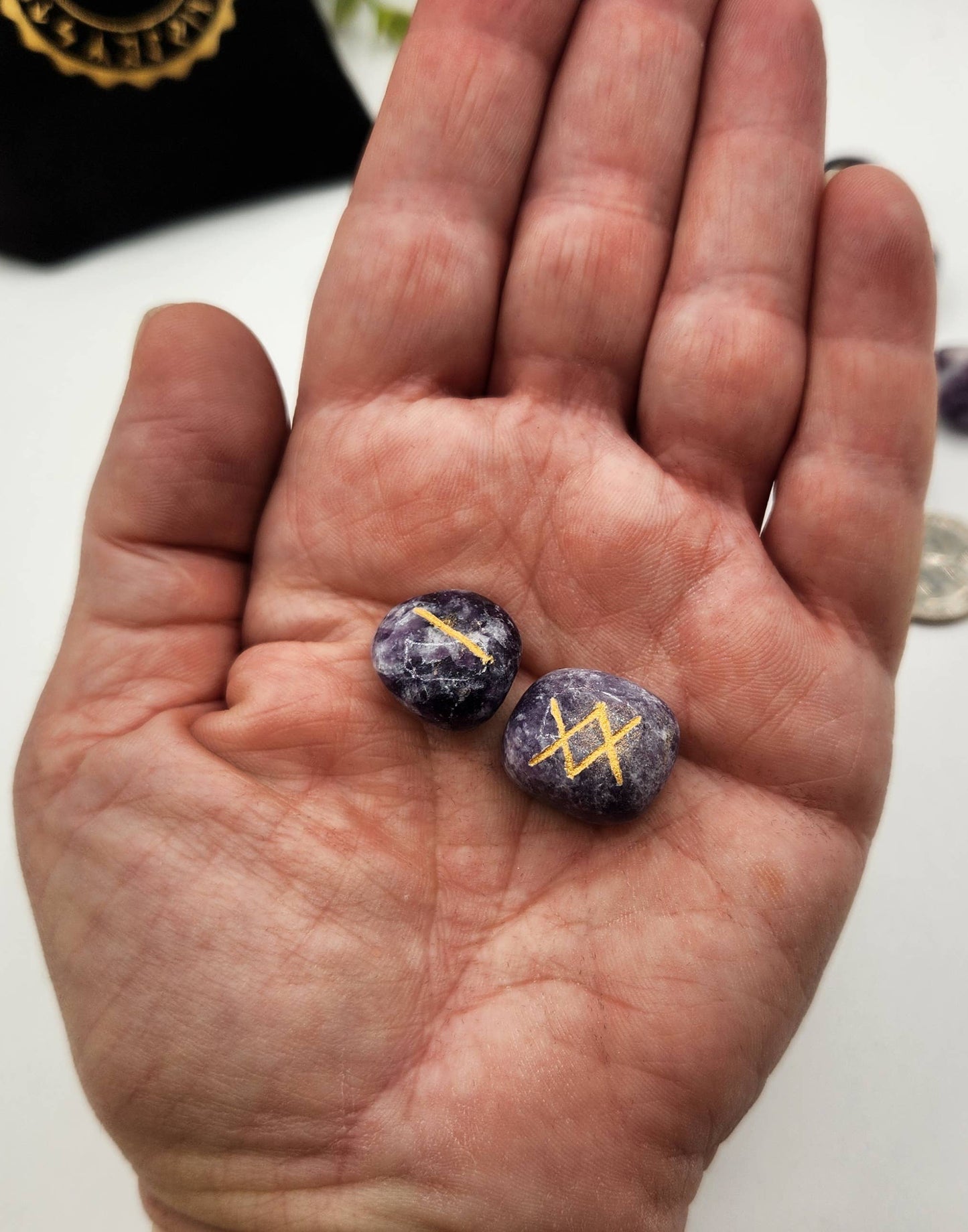 Lepidolite Gemstone Rune Set