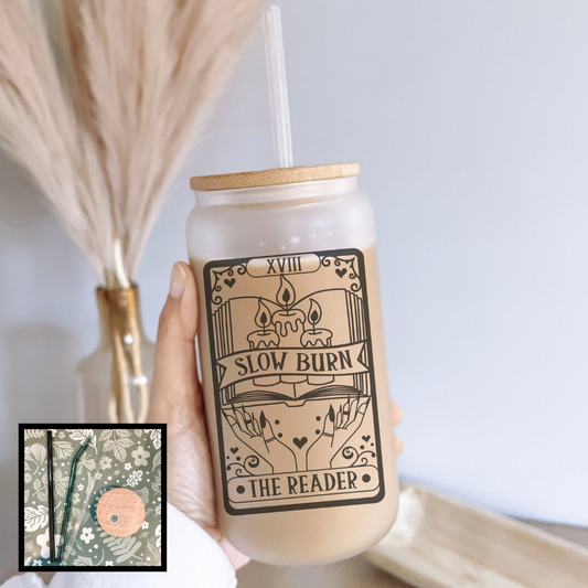Slow Burn Tarot Card Frosted Glass Cup