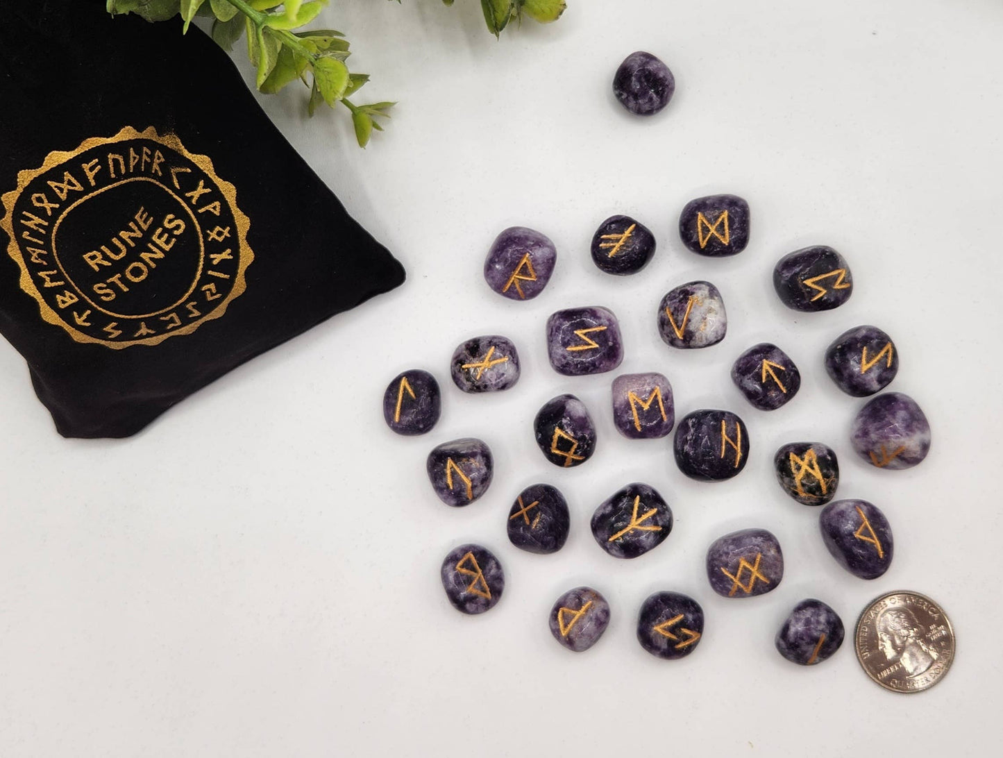 Lepidolite Gemstone Rune Set