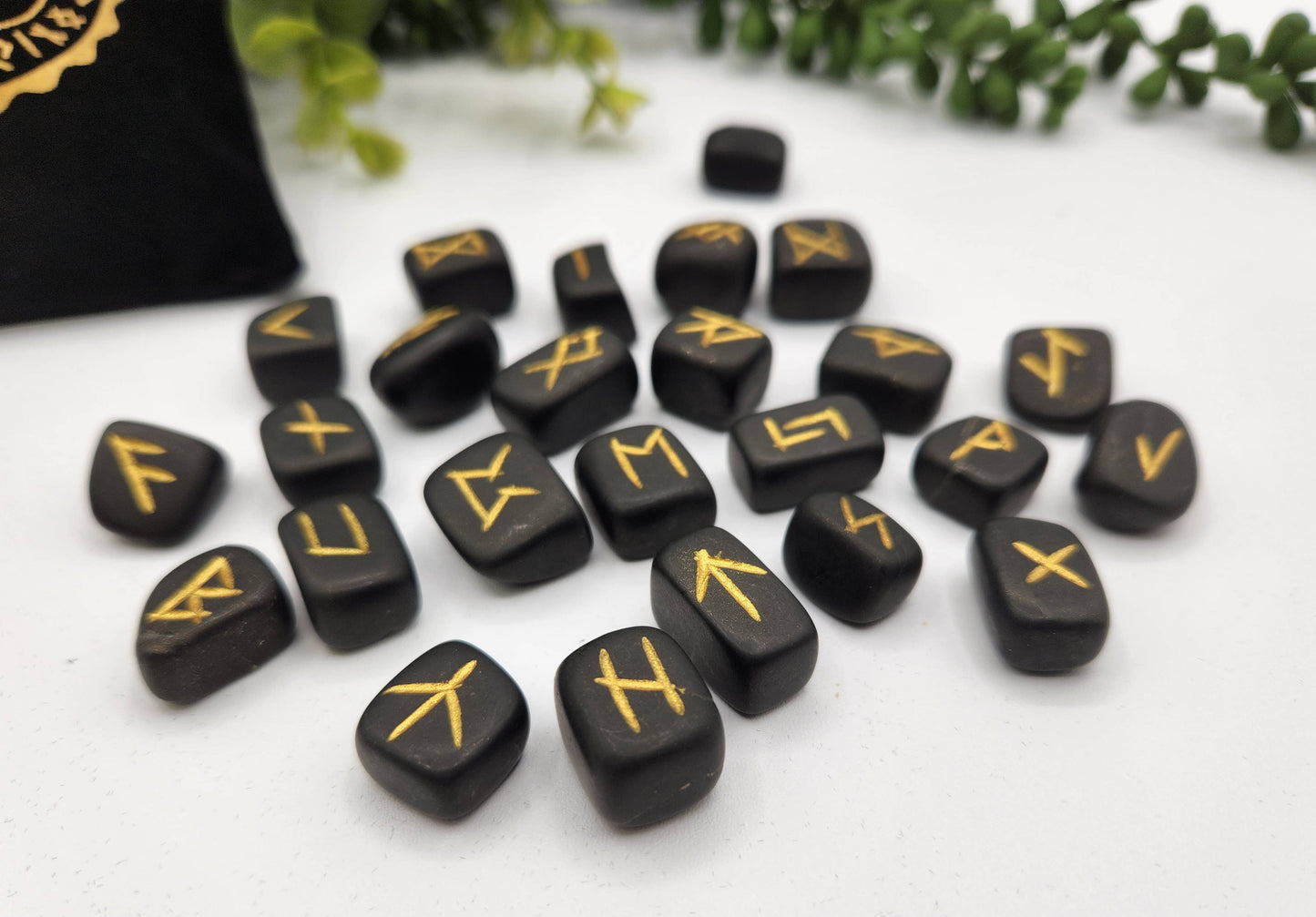 Shungite Gemstone Rune Set