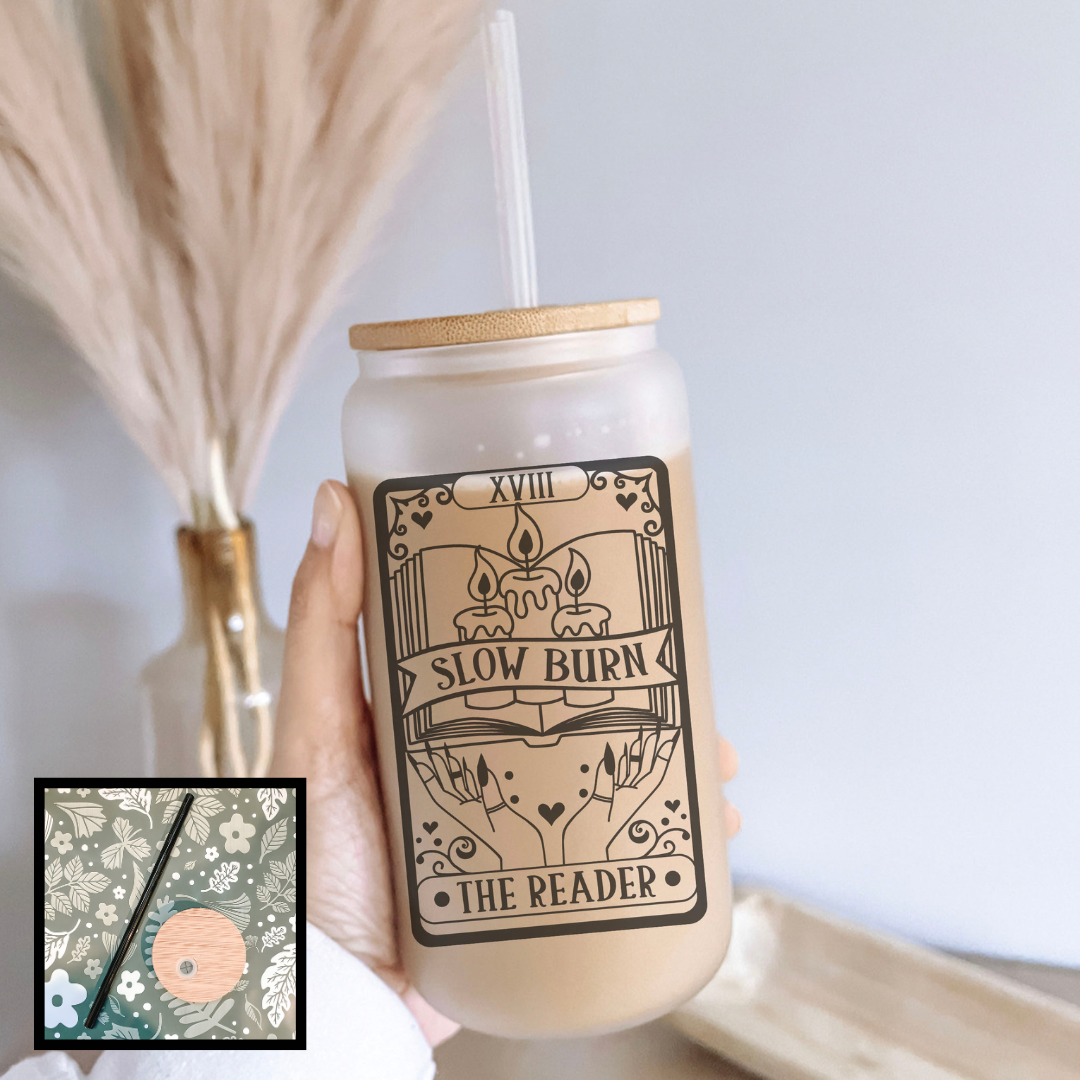 Slow Burn Tarot Card Frosted Glass Cup