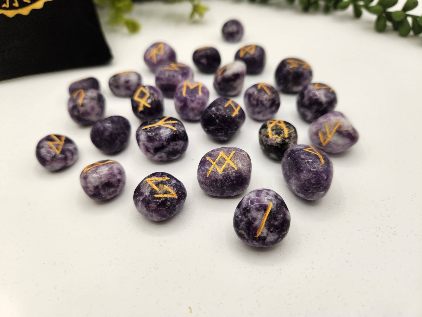 Lepidolite Gemstone Rune Set
