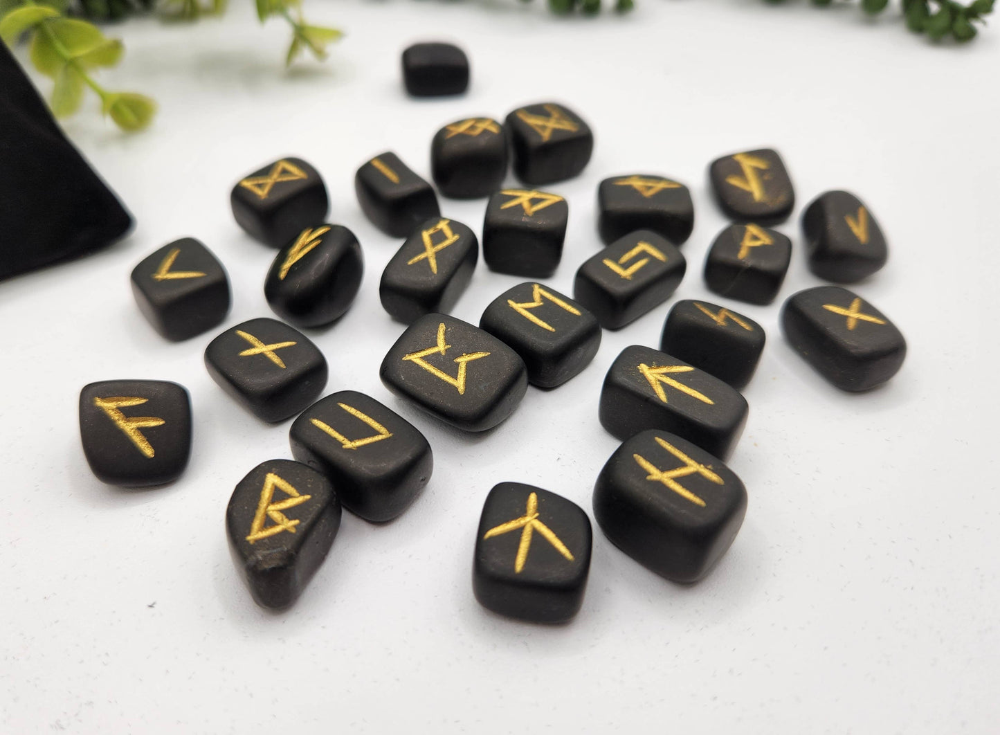 Shungite Gemstone Rune Set