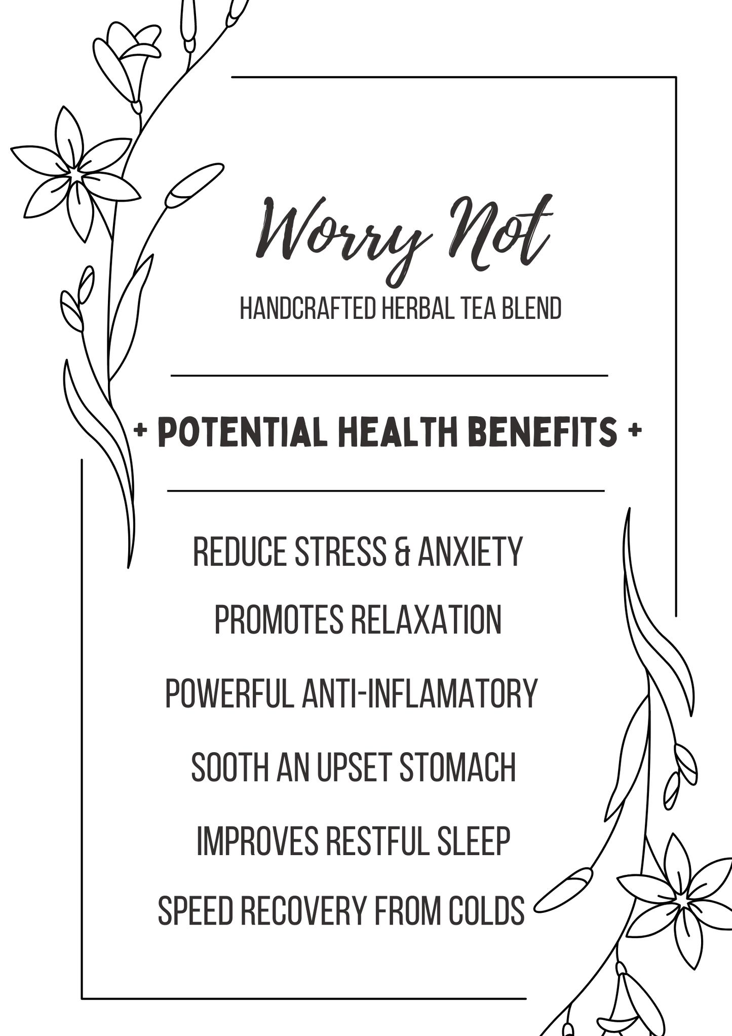 WORRY NOT Herbal Tea Blend - Lavender Buds & Chamomile