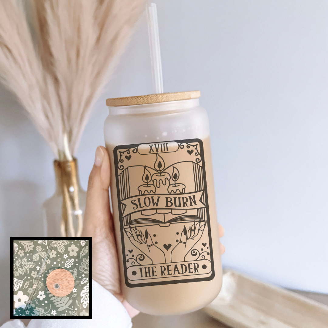 Slow Burn Tarot Card Frosted Glass Cup