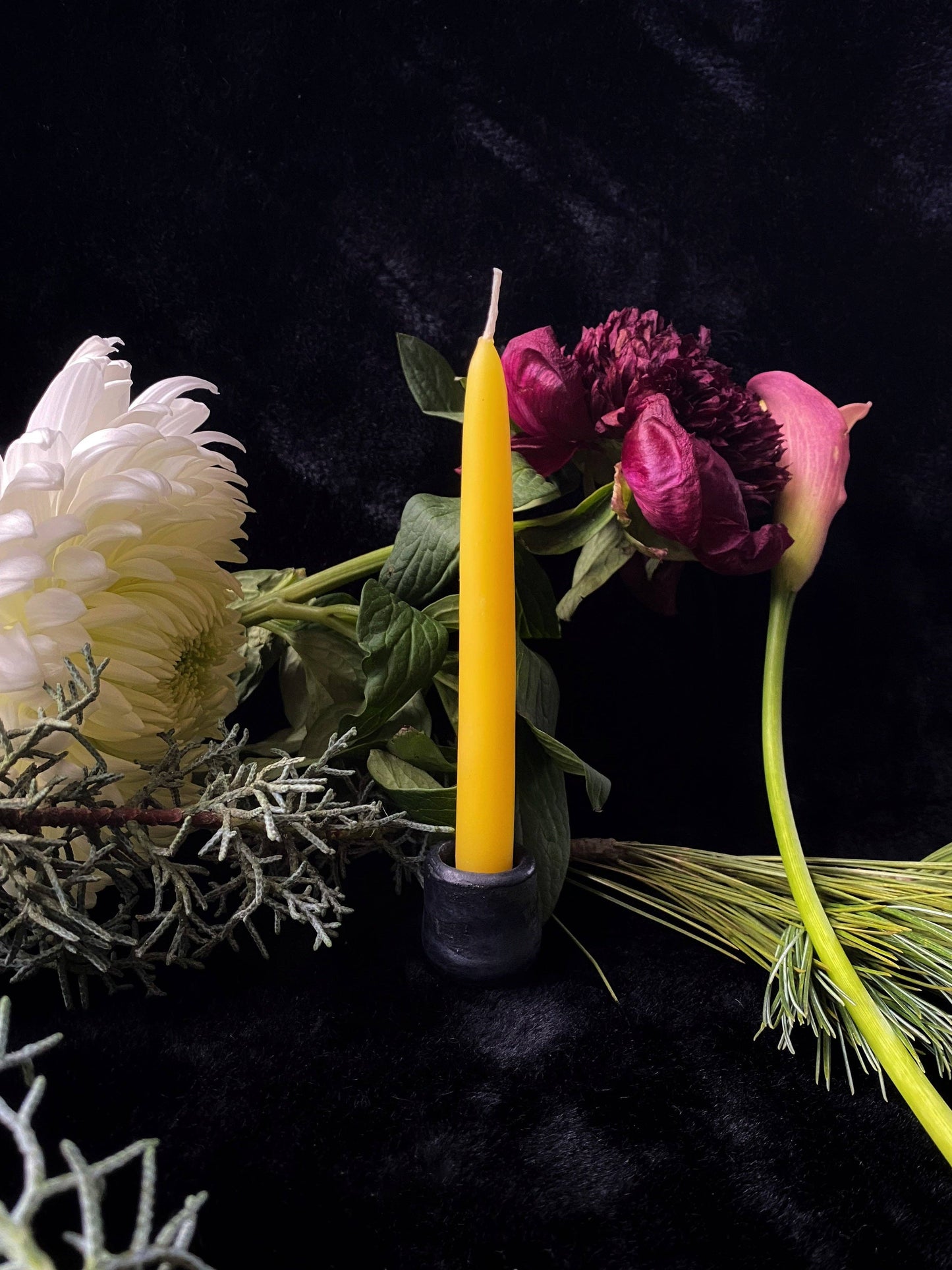 Matte Black Ceramic Candle Holder - 6” - 8” Chime - Taper Size