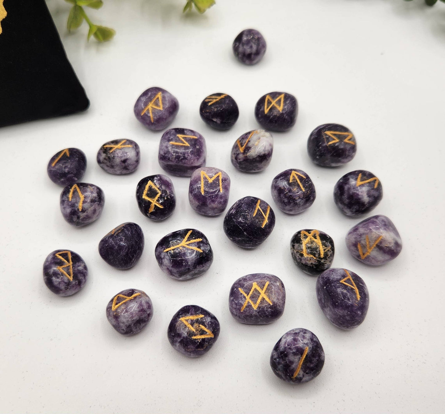 Lepidolite Gemstone Rune Set