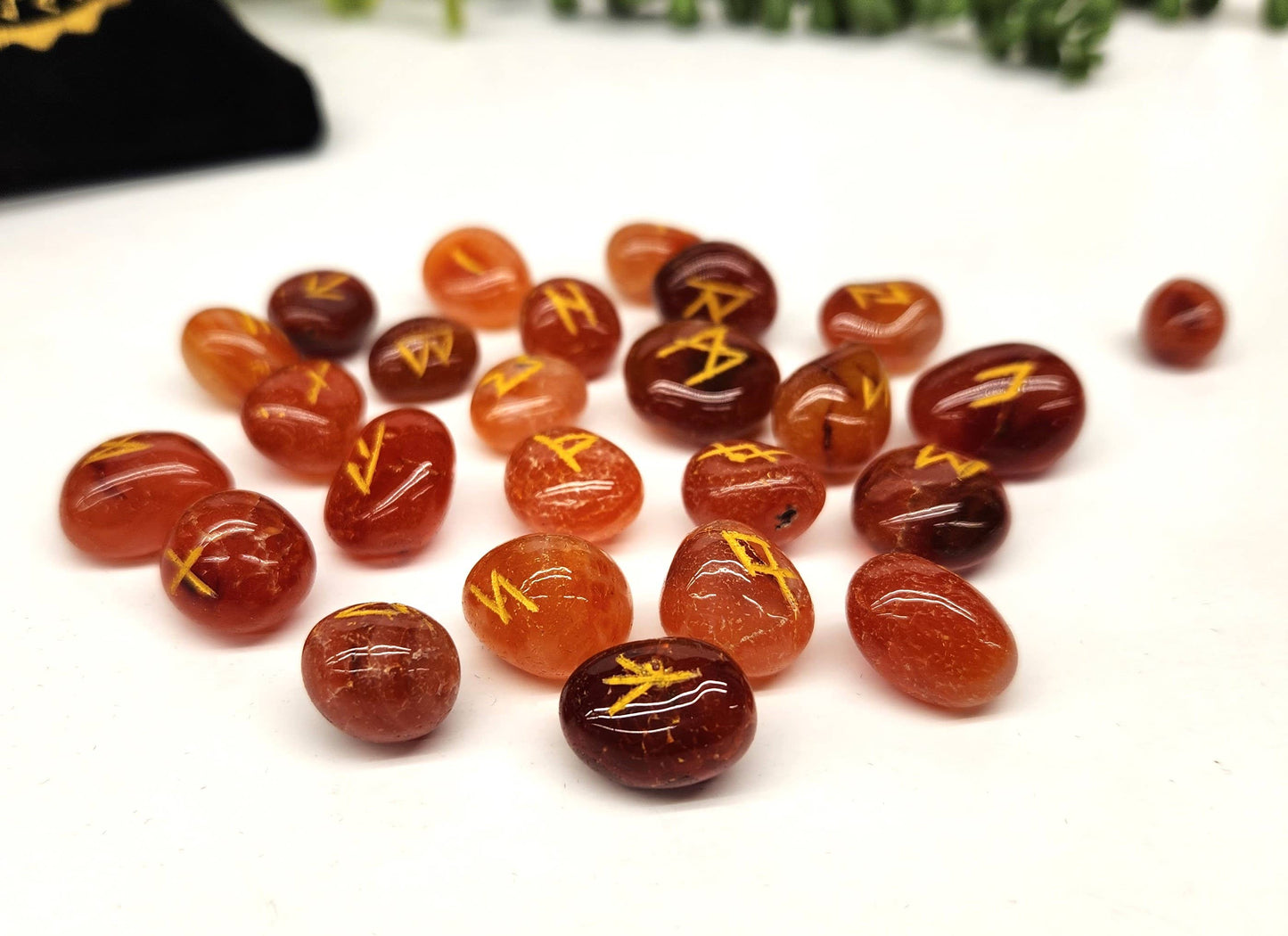 Carnelian Gemstone Rune Set