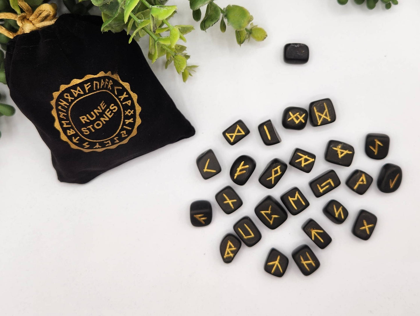 Shungite Gemstone Rune Set