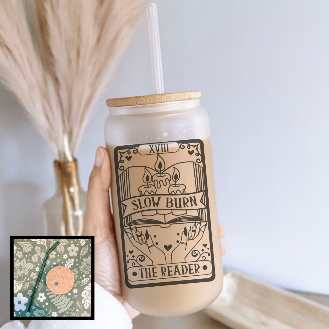 Slow Burn Tarot Card Frosted Glass Cup