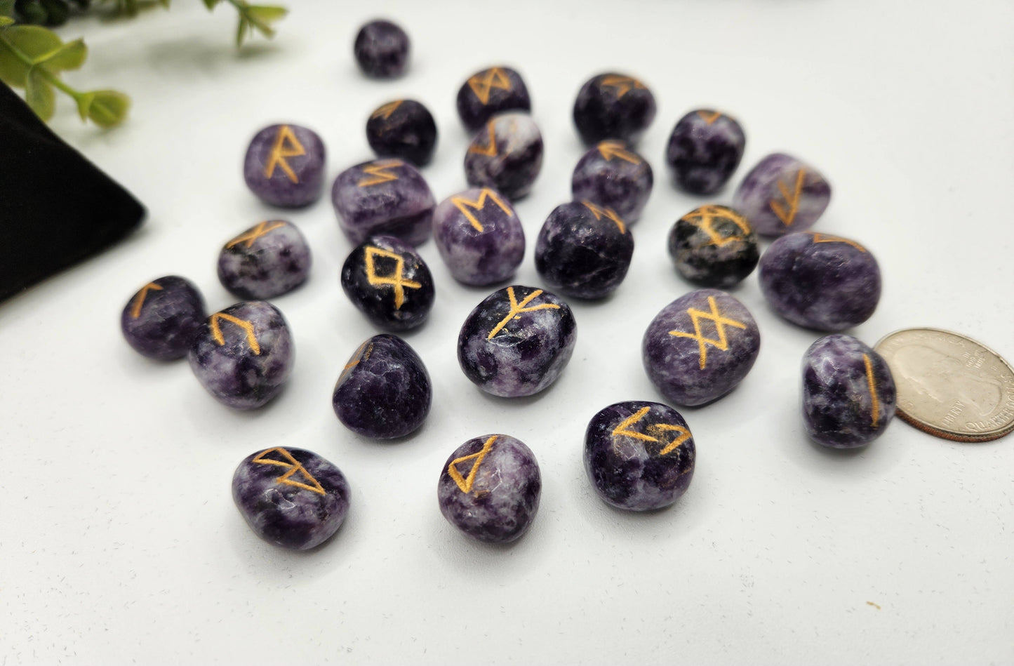 Lepidolite Gemstone Rune Set