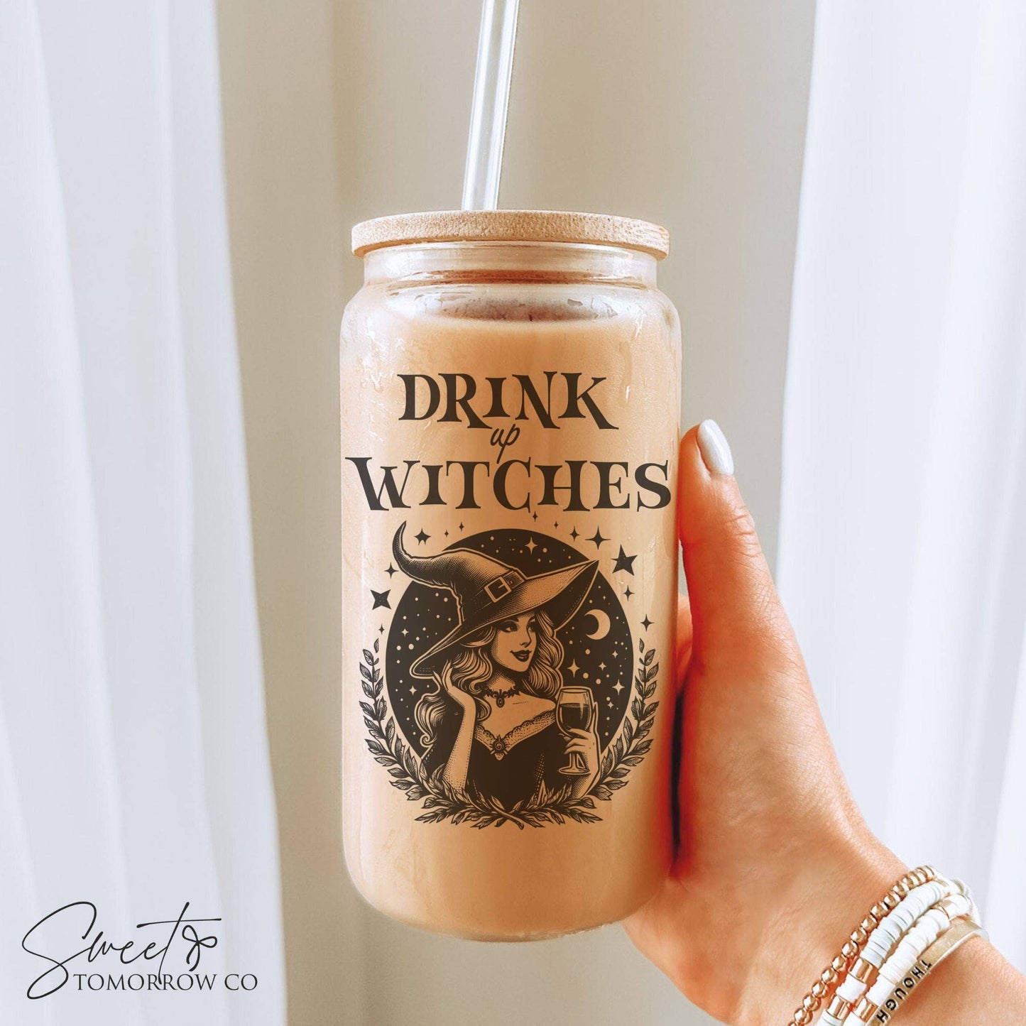 Drink Up Witches Glass Tumbler Halloween Witchy Glass Cup