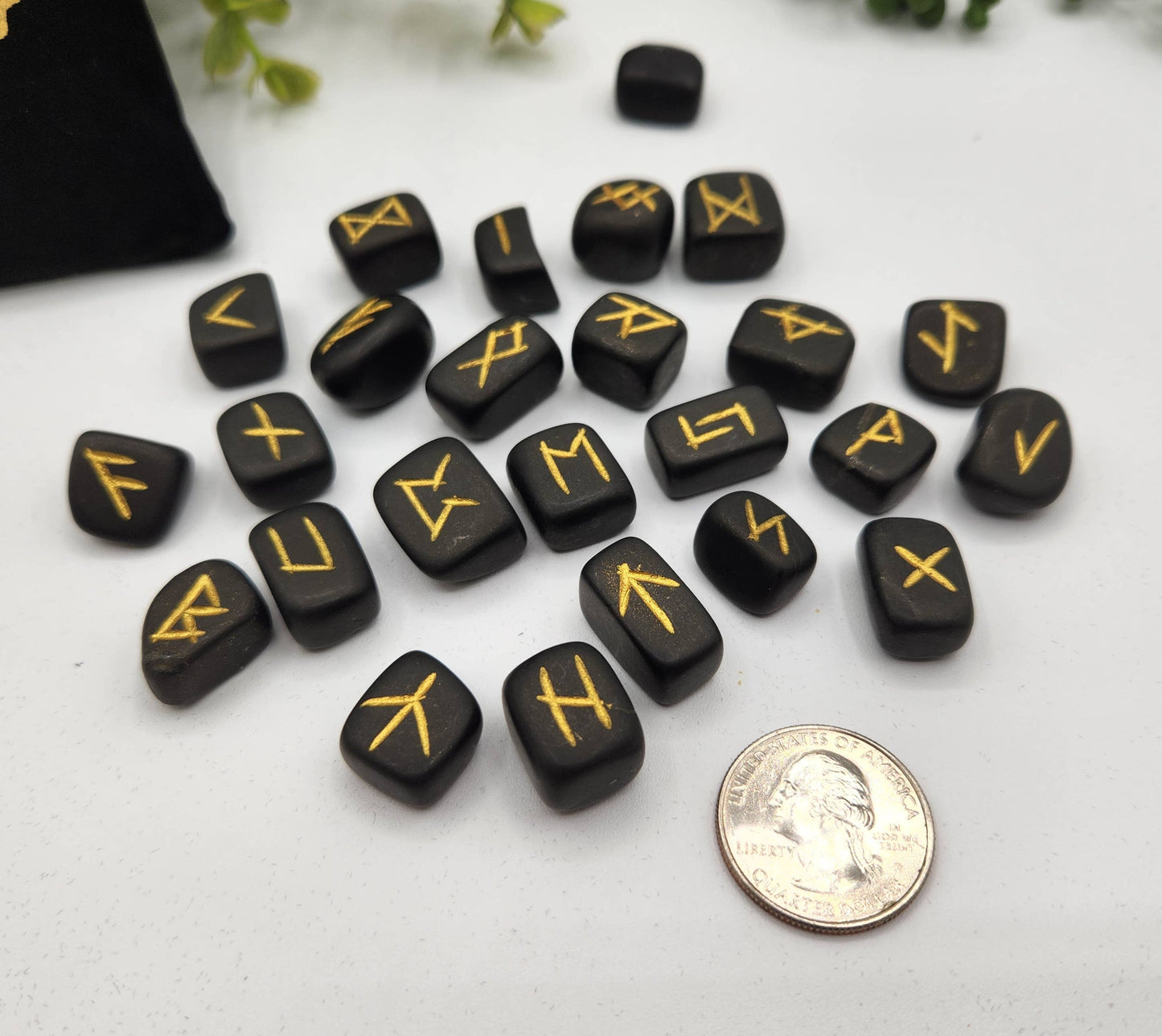 Shungite Gemstone Rune Set