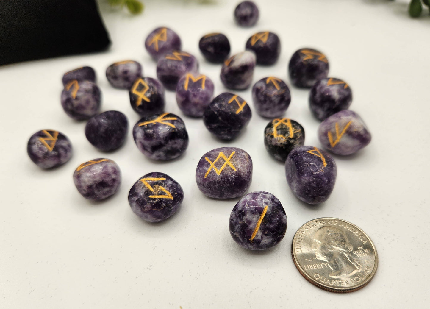 Lepidolite Gemstone Rune Set