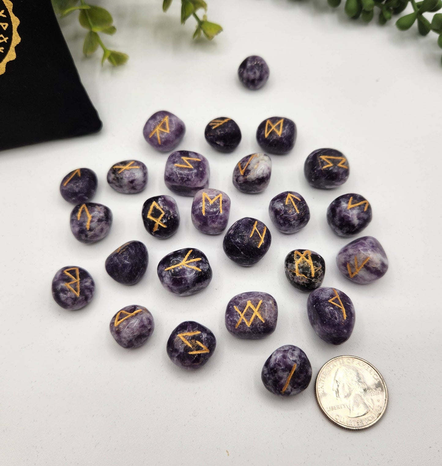 Lepidolite Gemstone Rune Set