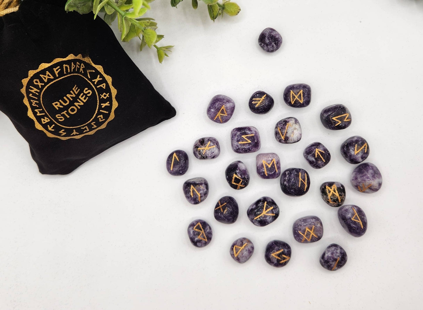 Lepidolite Gemstone Rune Set