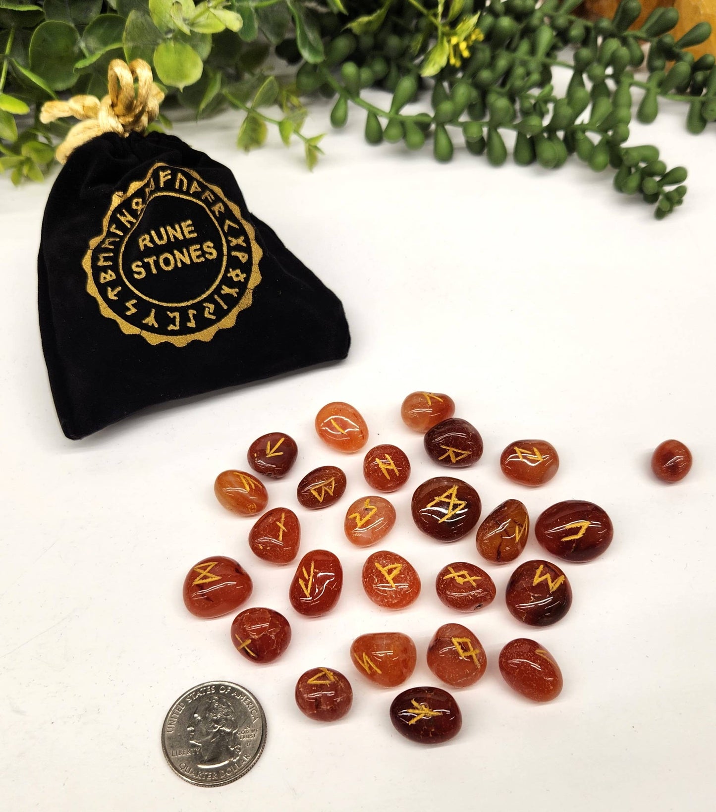 Carnelian Gemstone Rune Set