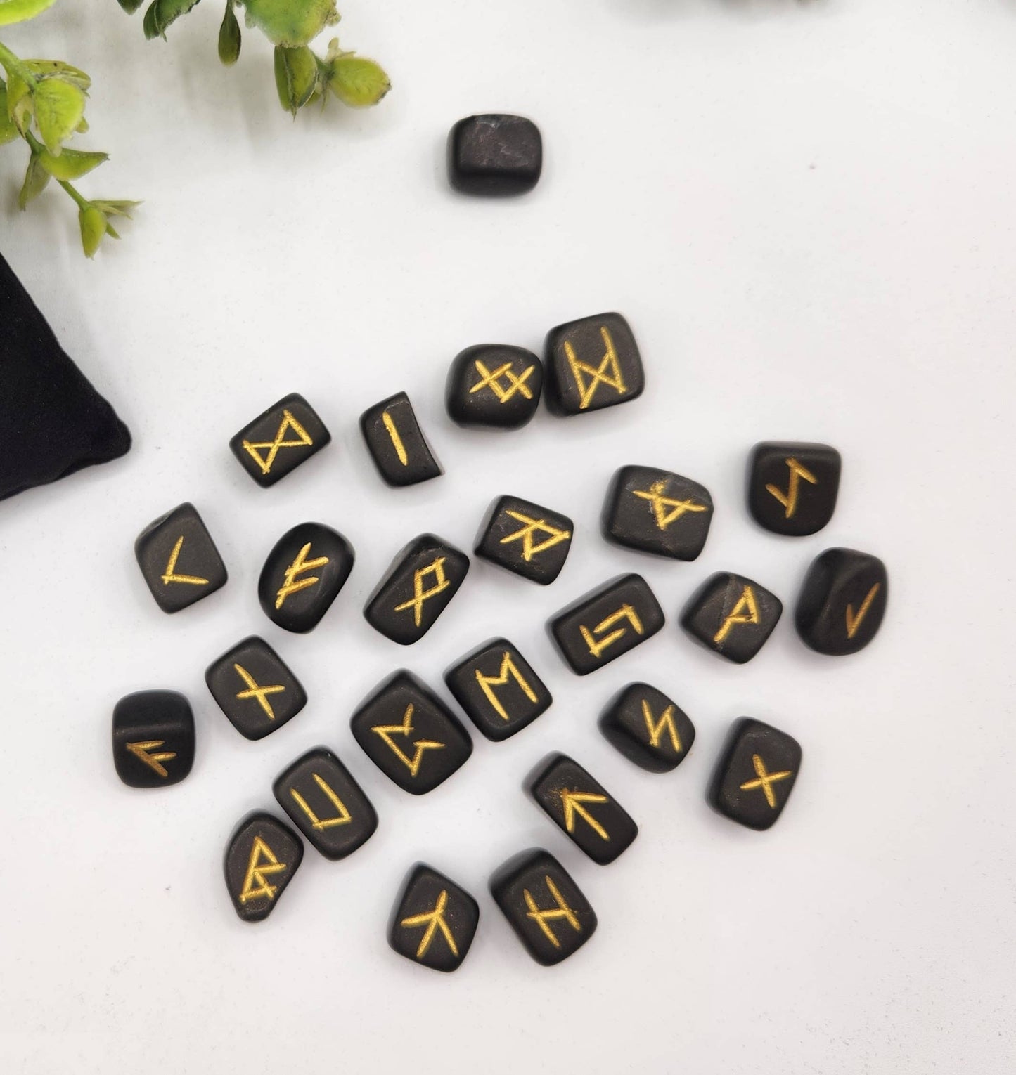 Shungite Gemstone Rune Set